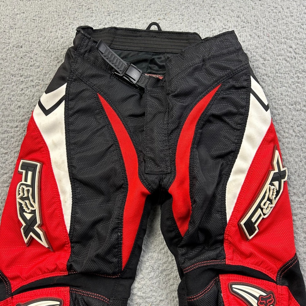 FOX Racing 180 Youth Motocross Pants Red Black Dirt Bike Riding ATV Size 8 24 - Picture 2 of 11